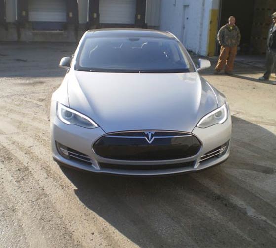 New Tesla loaded on a 20' container for delivery